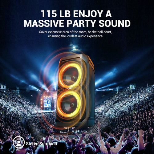 100W RMS Bluetooth Speakers, IPX6 Waterproof,