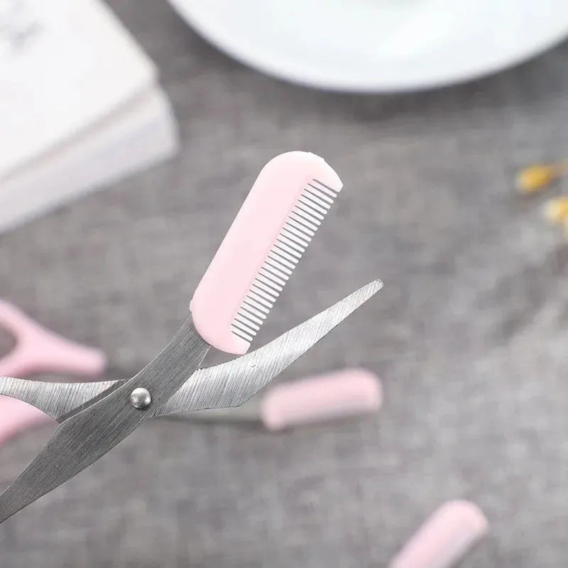 Stainless Steel Eyebrow Trimming Scissors With Comb,