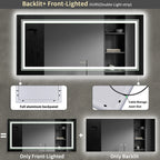 Extra Large Rectangle LED Vanity Dimmable Backlit Anti-Fog Memory with Front and Backlight Shatter-Proof