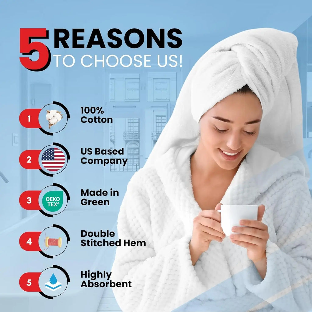 Luxury Cotton Bath Towels Set of 2, 27x54 Inches, Brilliant White - Soft and Absorbent for Ultimate Comfort