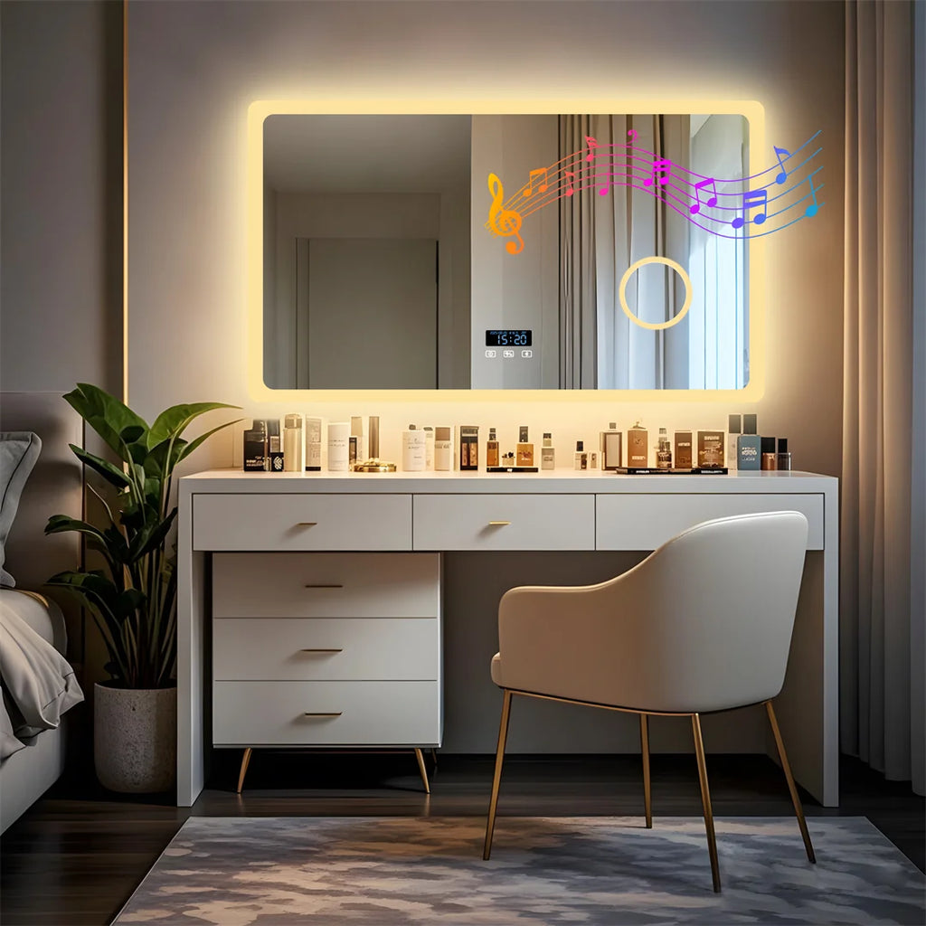 Bluetooth Bathroom LED Light Vanity Mirror 3X Magnify Dimmable