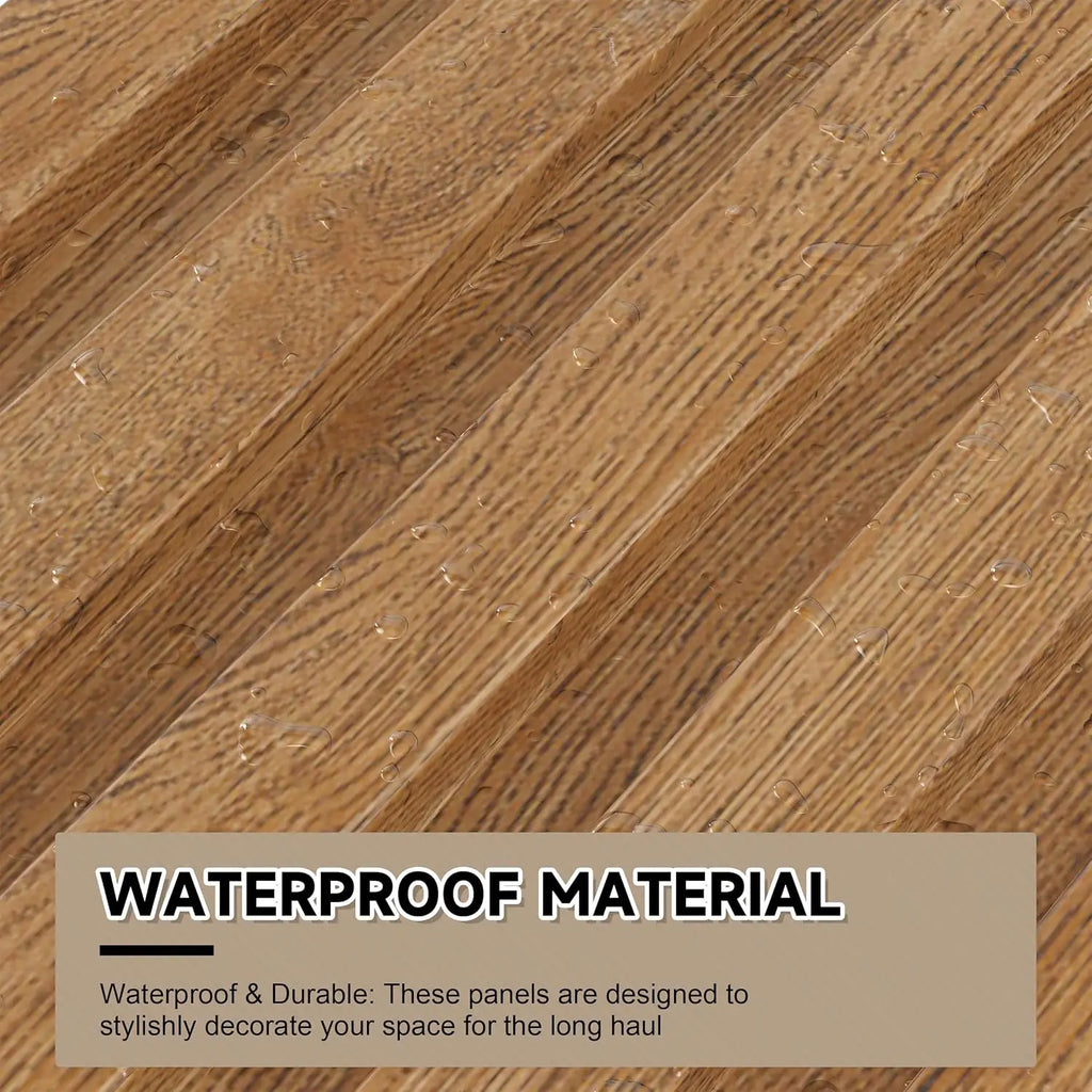 8-Pack 3D WPC Wood Wall Panels, Acoustic Interior Decor for Living Room and Bedroom in Golden Oak, 95x6 Inches