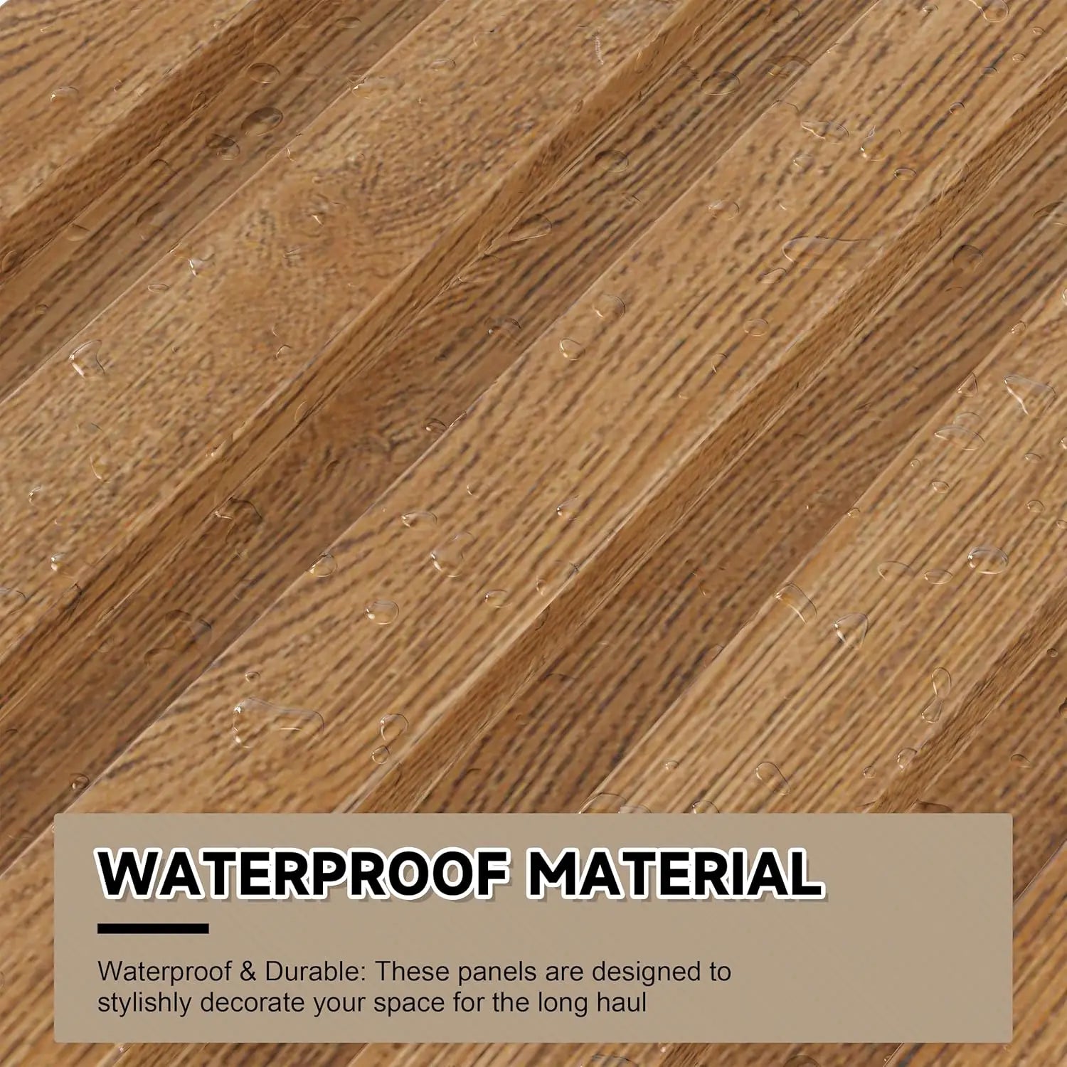 8-Pack 3D WPC Wood Wall Panels, Acoustic Interior Decor for Living Room and Bedroom in Golden Oak, 95x6 Inches