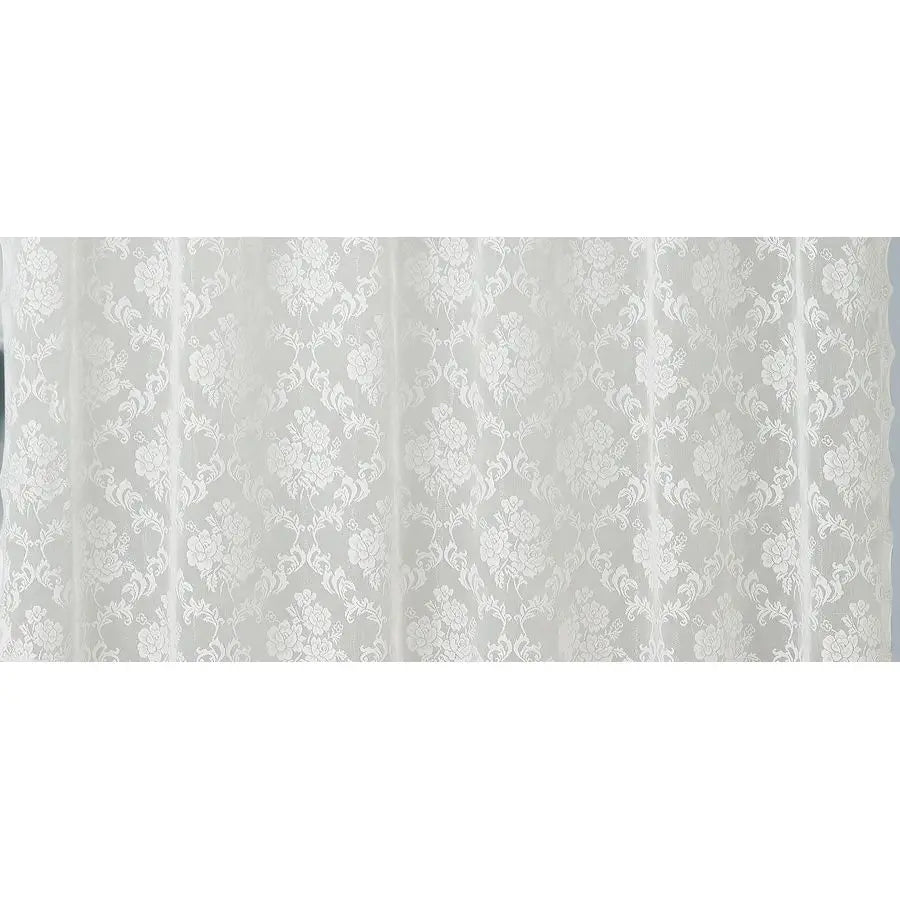 Ivory Shower Curtain with Attached Valance and Elegant Tassels. Standard Size 72 x 72 Lace Shower Curtain for Bathroom.