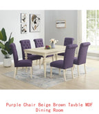 7-Piece Dining Set with Turned-Leg Table and 6 Tufted Chairs