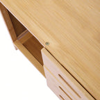 Natural Bamboo End Side Organizer with 3 Drawers and 1 Open Compartment
