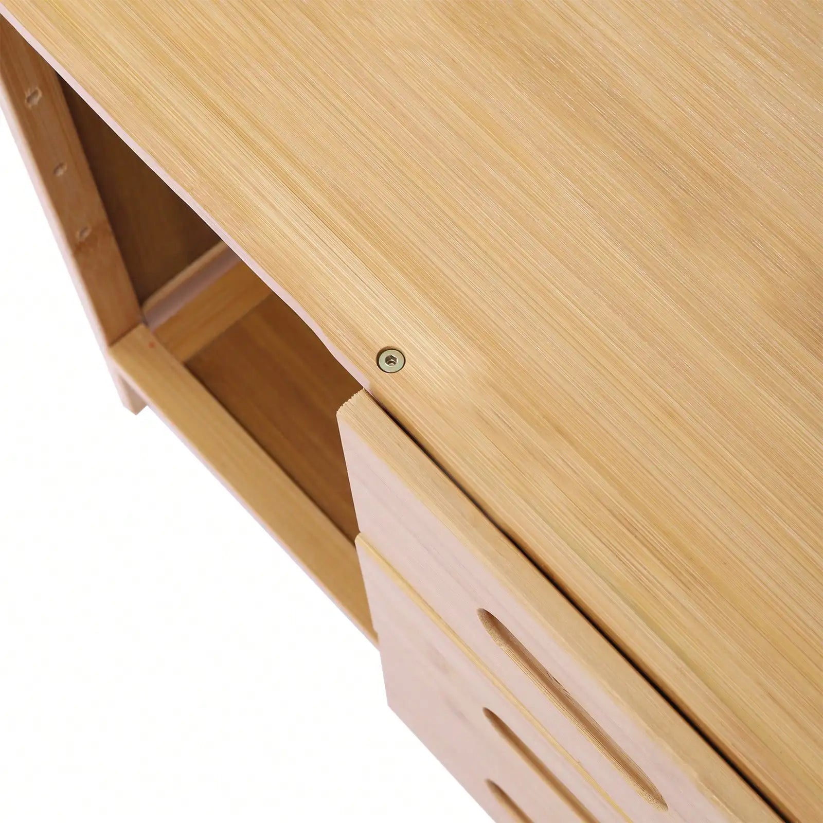 Natural Bamboo End Side Organizer with 3 Drawers and 1 Open Compartment