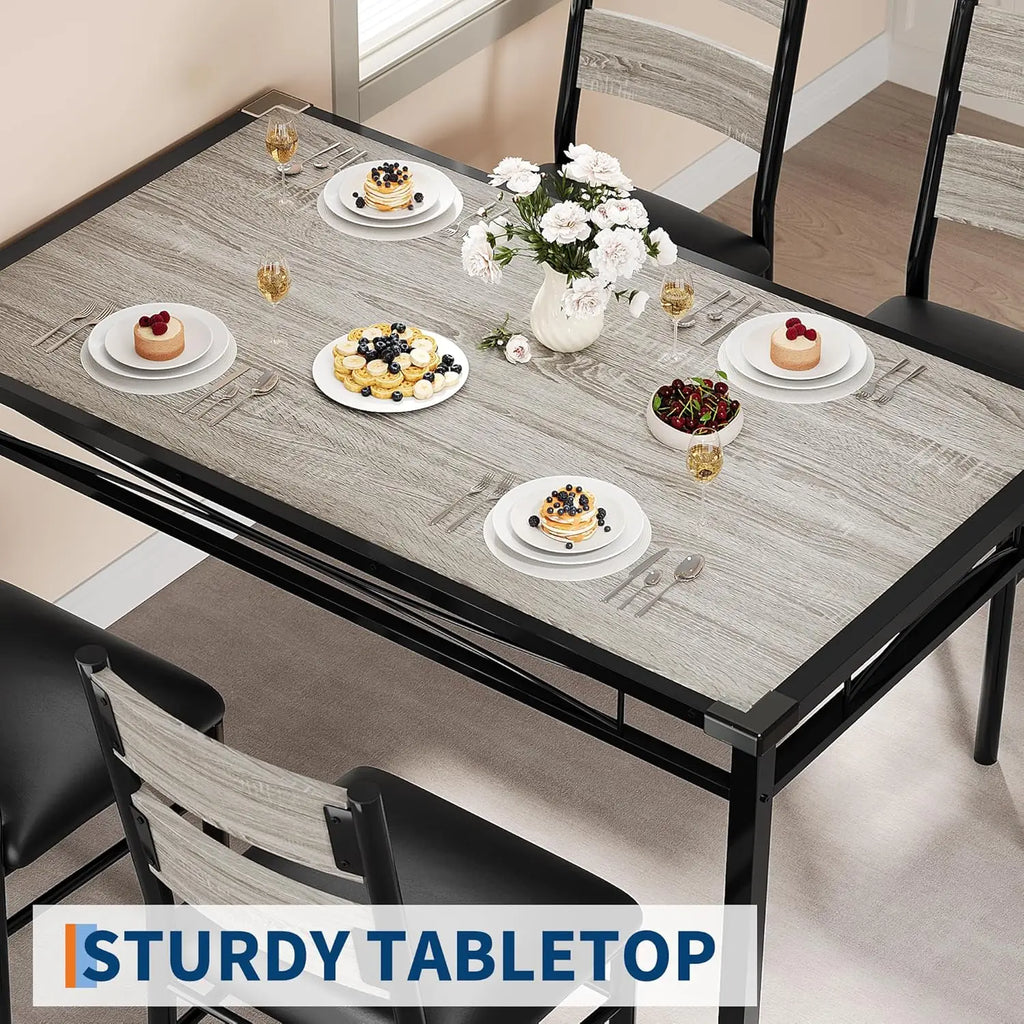 Wood Kitchen Table Chairs Set of 4 with Corner Protector,