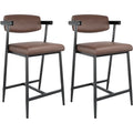 2PCS Counter Height Bar Stools Set with Back & Armrests,Upholsterd