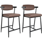 2PCS Counter Height Bar Stools Set with Back & Armrests,Upholsterd