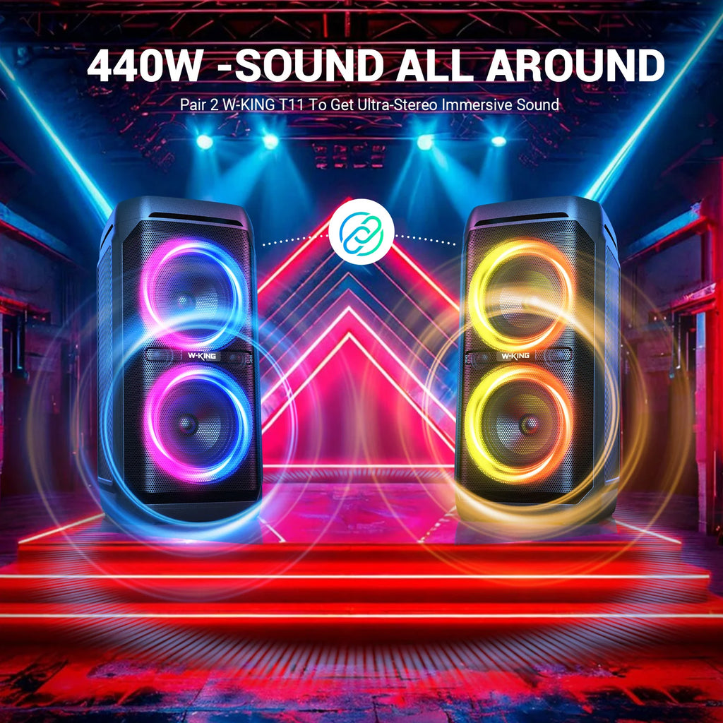 100W RMS Bluetooth Speakers, IPX6 Waterproof,