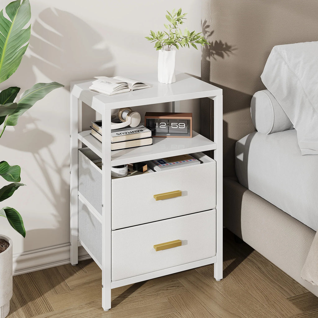 Modern Nightstand with 2 Fabric Drawers