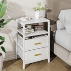 Modern Nightstand with 2 Fabric Drawers