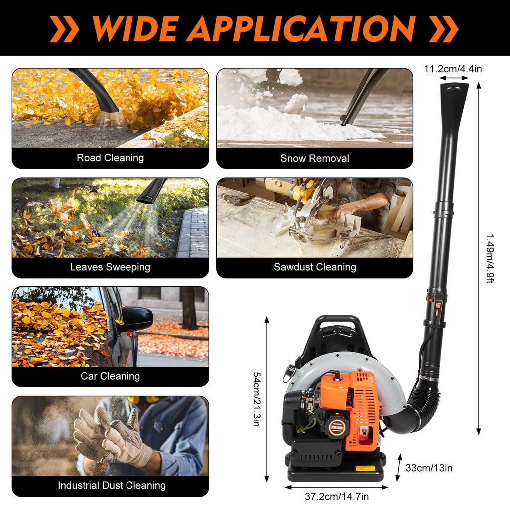 63CC Gas Leaf Blower Backpack High Power Yard Debris Clener