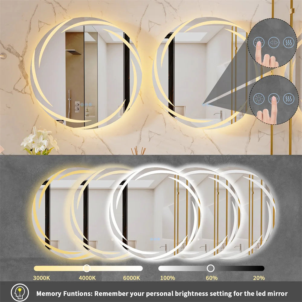 LED Illuminated Wall Mounted Vanity Mirror with Anti-Fog Feature