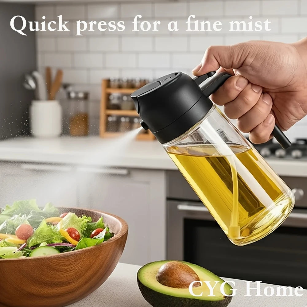 – 15.89oz, Dual-Use Spray & Pour, Drip-Proof, for Air Fryer, Olive Oil, Soy Sauce,