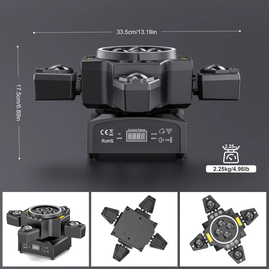 120W 4in1 RGBW Moving Head Light Beam Effect Lights Laser Light Remote Control Stage Lighting for DJ Disco Party Concert Theater