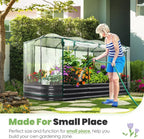BestsellerRaised Garden Bed with Cover Galvanized Oval Planter Garden Box