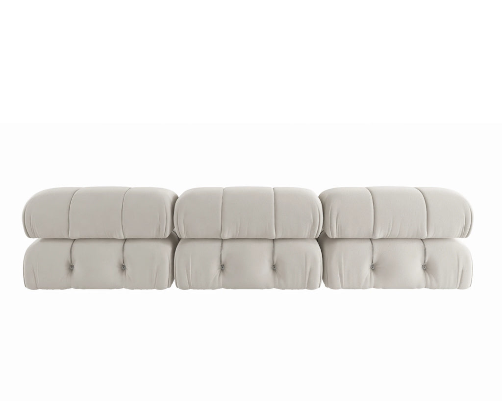 104" Minimalist Modular Sectional Sofas Modern Velvet Convertible Couches 3 Seats