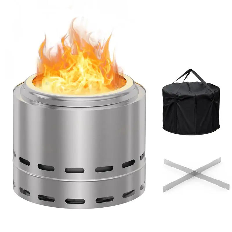 15" Portable Smokeless Fire Pit for Outdoor Camping and Patio, Low Smoke Wood Burning Bonfire Fireplace