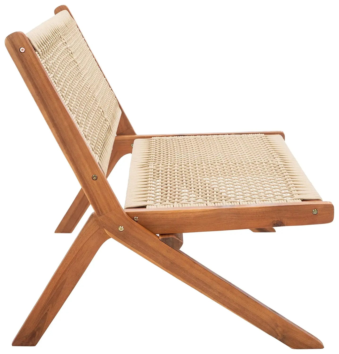 Natural Wood & Rope Foldable Bench Outdoor Patio Garden 48in, Customized