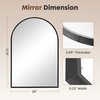 26"x38" Arched Metal Framed Mirror