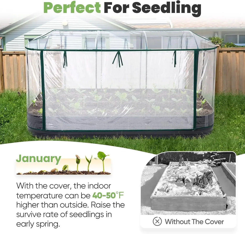 BestsellerRaised Garden Bed with Cover Galvanized Oval Planter Garden Box