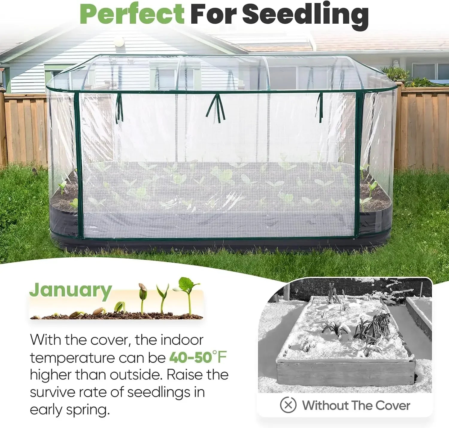 BestsellerRaised Garden Bed with Cover Galvanized Oval Planter Garden Box