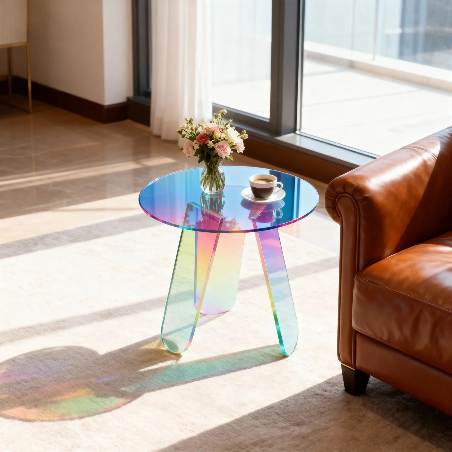 Round Iridescent Side Table