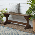 Backyard Discovery 46" Meranti Wood Farmhouse Bench with Walnut Stain, Designed for Indoor and Outdoor Use, Entryway, Living Roo