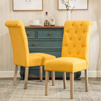 7-Piece Dining Set with Turned-Leg Table and 6 Tufted Chairs