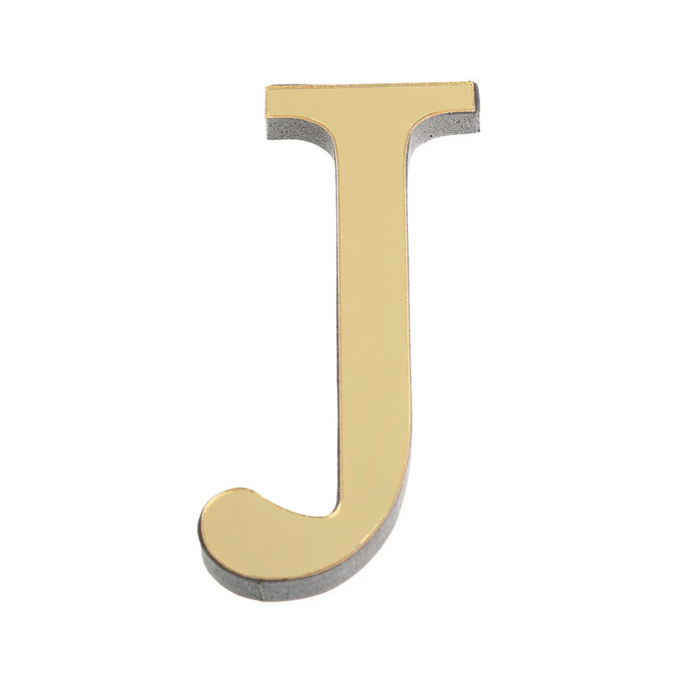 26 English Letters Wall Sticker 3D Mirror Acrylic Gold