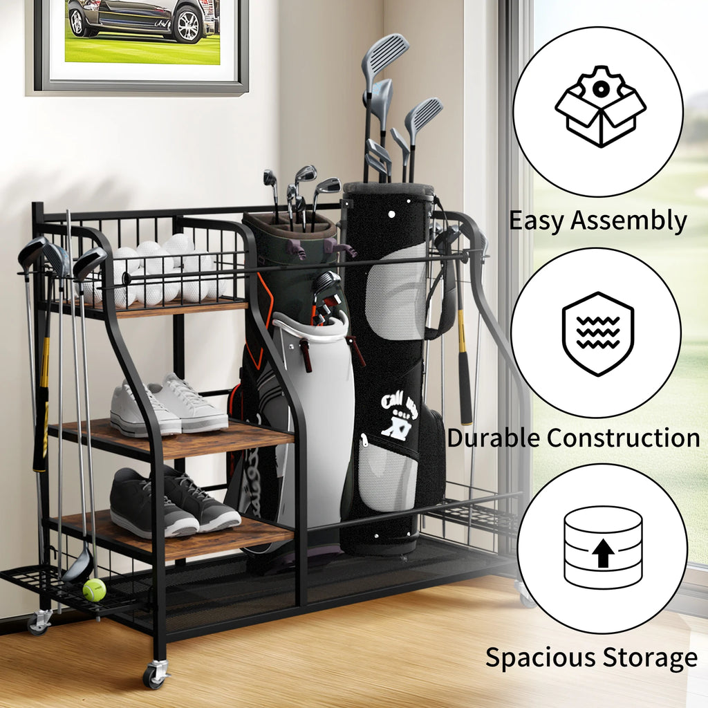 Multifunctional Rolling Shelf Metal Organizer Rack with Wheels