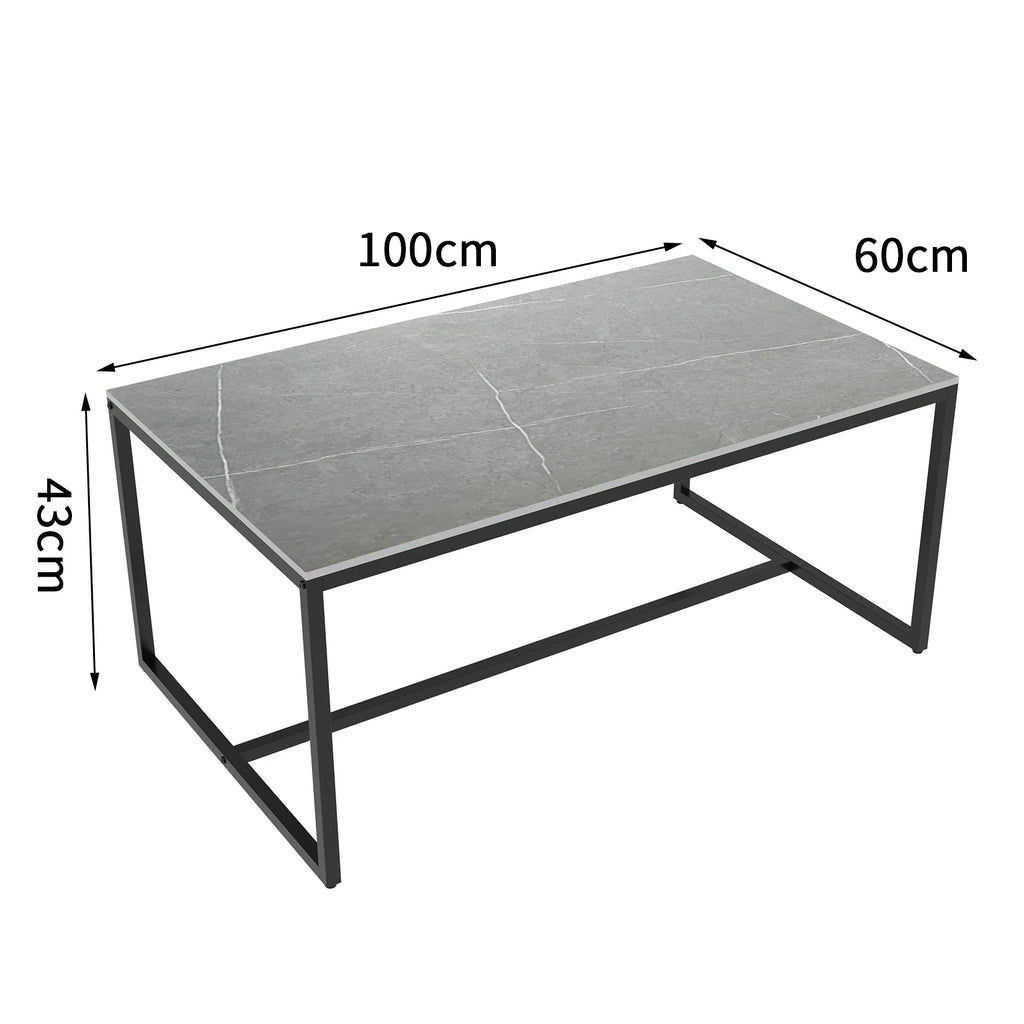 Modern Marble and Metal Frame Open Rectangle Coffee Accent Table