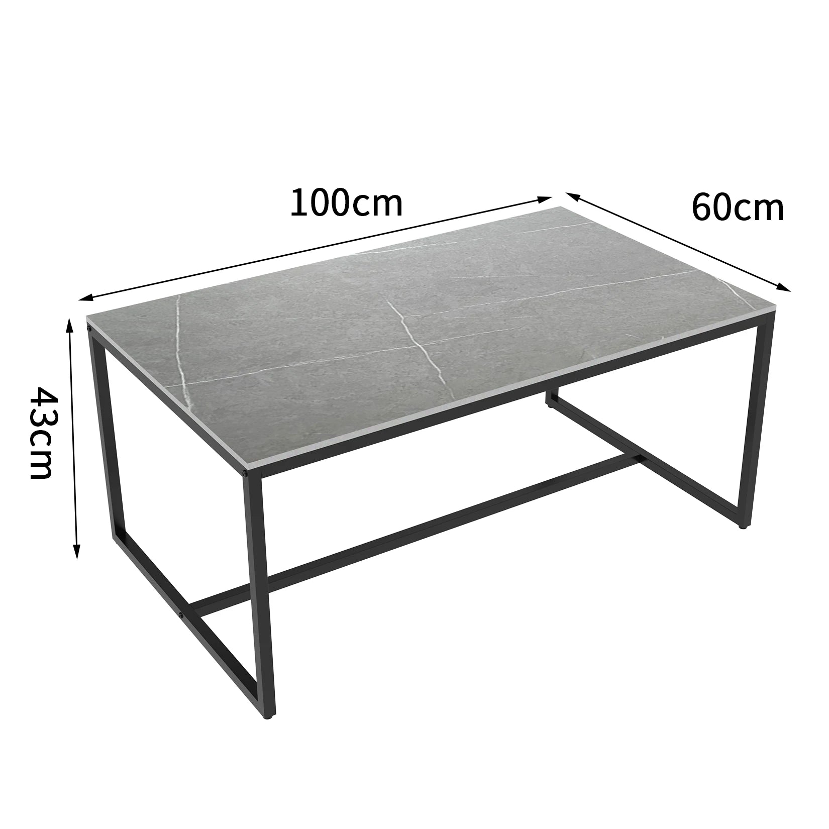 Modern Marble and Metal Frame Open Rectangle Coffee Accent Table