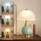 16" Modern Ceramic Table Lamps for Bedroom,Retro Bedside