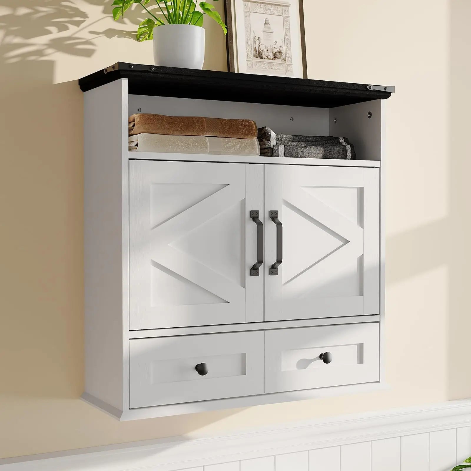 Wall Mounted Farmhouse Medicine Cabinet Over Toilet