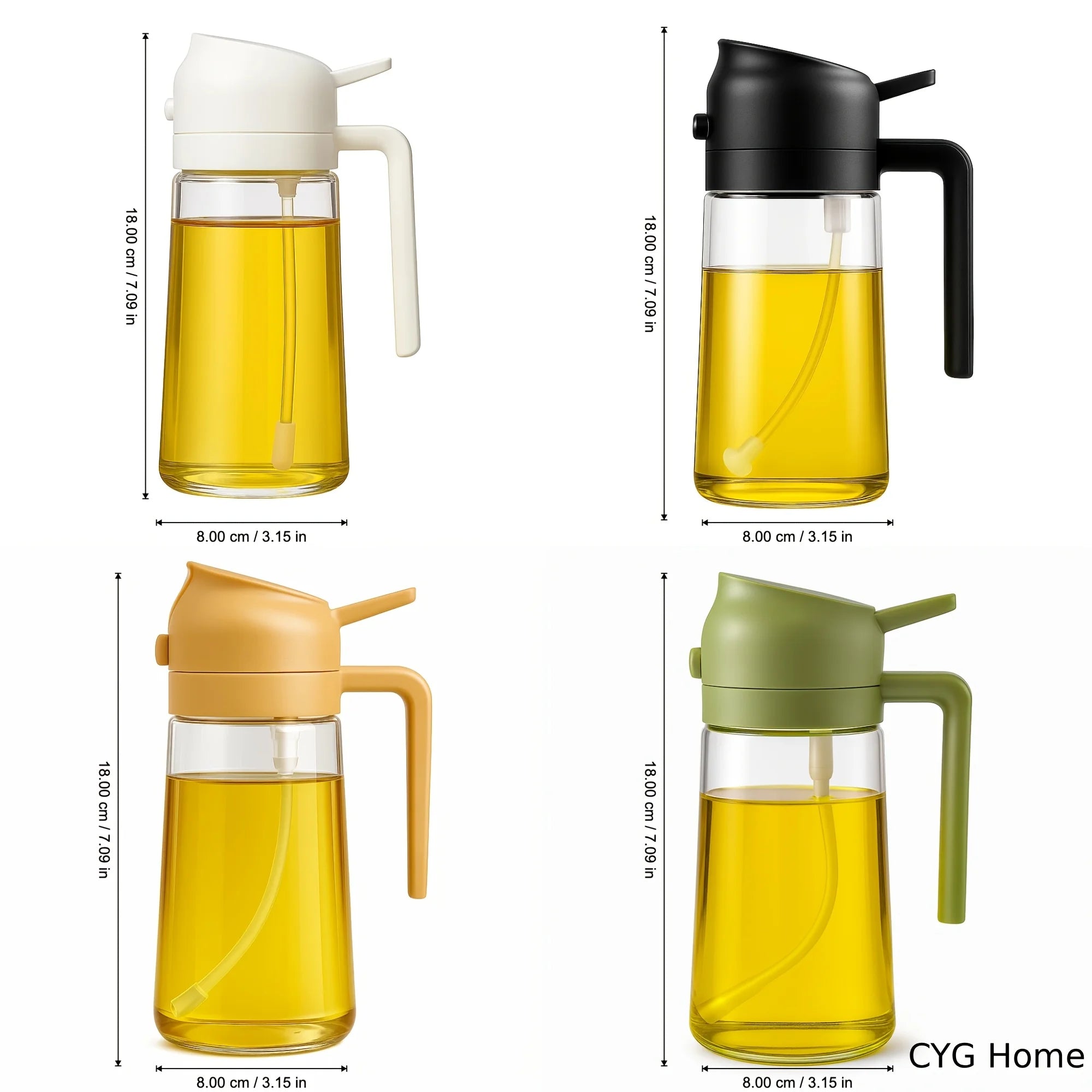 – 15.89oz, Dual-Use Spray & Pour, Drip-Proof, for Air Fryer, Olive Oil, Soy Sauce,