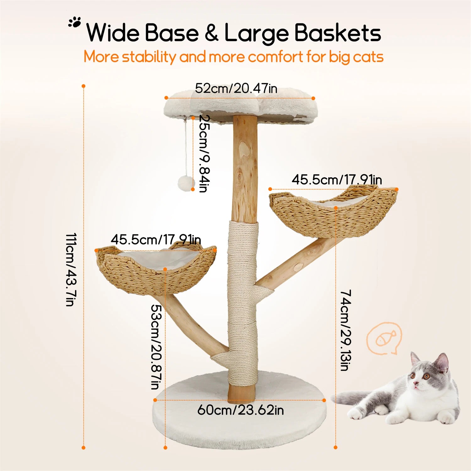 Modern Cat Tree Activity Tower with Plush Cushion