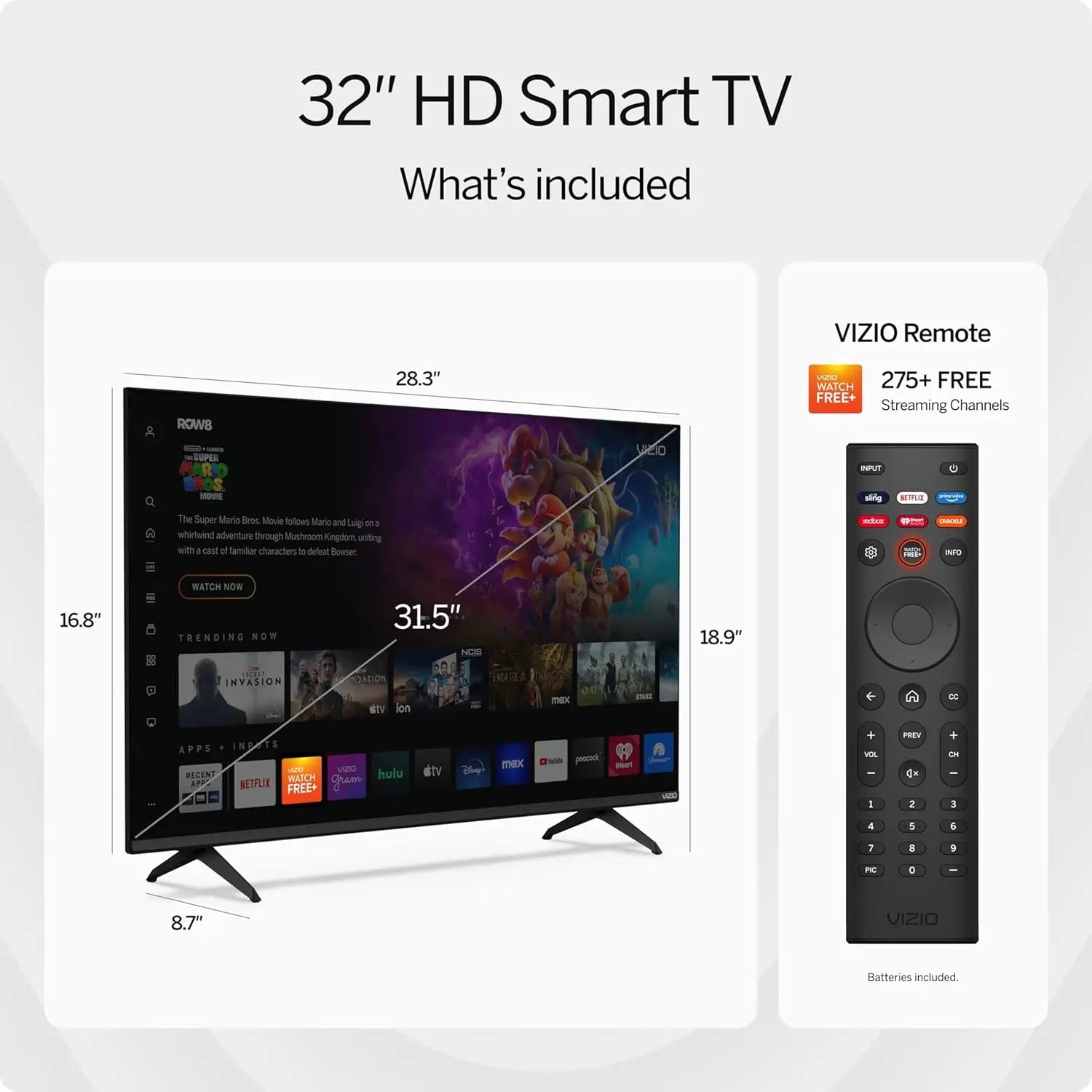 32-Inch HD 720p Smart LED TV with WiFi,
