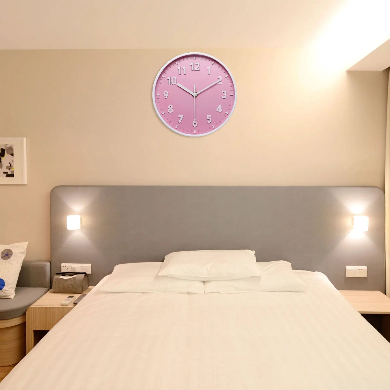 8 Inch Wall Clock 3D Number Quartz Battery Operated Silent Non-Ticking