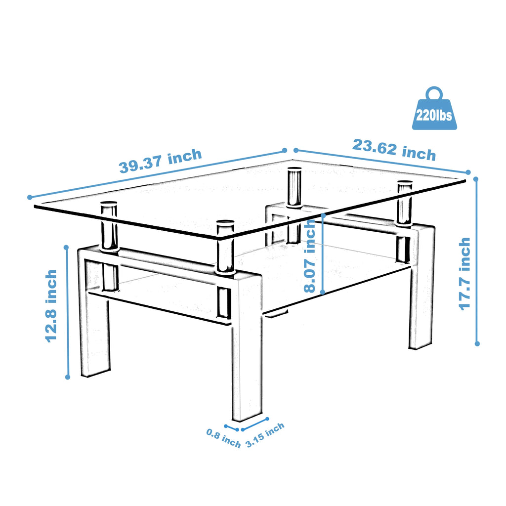 Rectangle Black Glass Coffee Table