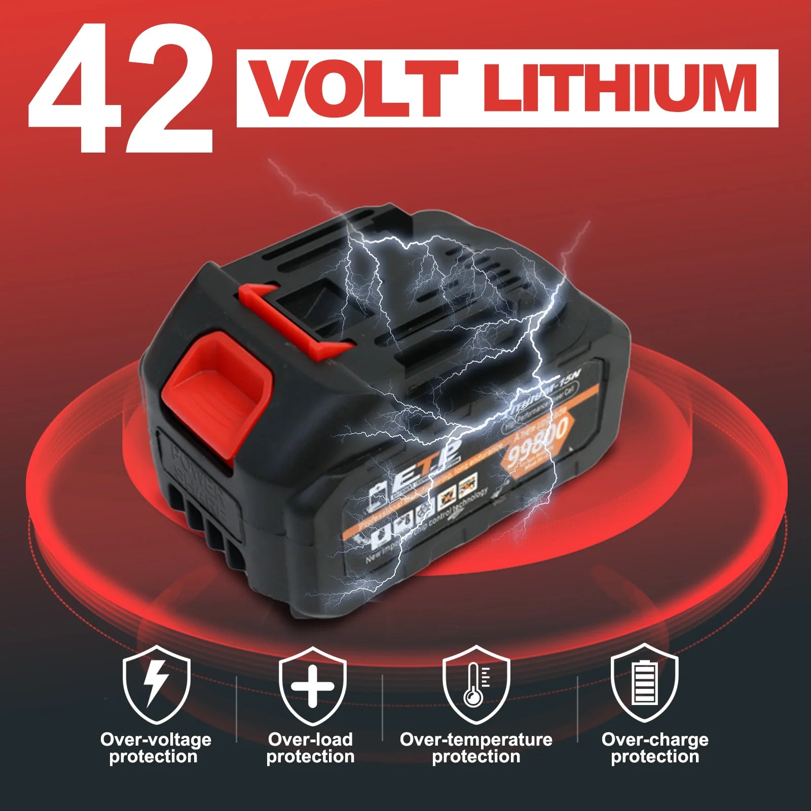Cordless 42V 1350W Brushless Two Batteries 3 Chains 2 Chargers for Chainsaw