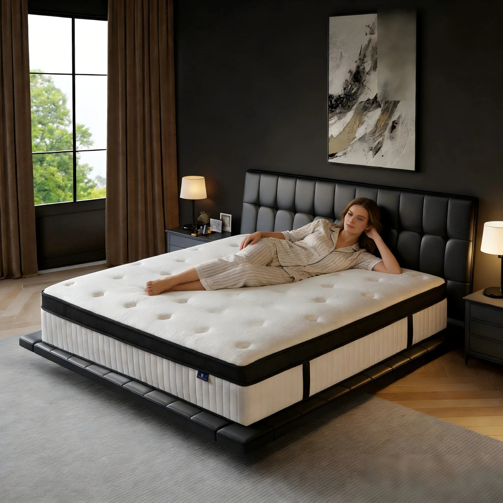 10 Inch Full Size Hybrid Mattresses in a Box | Medium Firm Memory Foam and Individual Pocket Springs