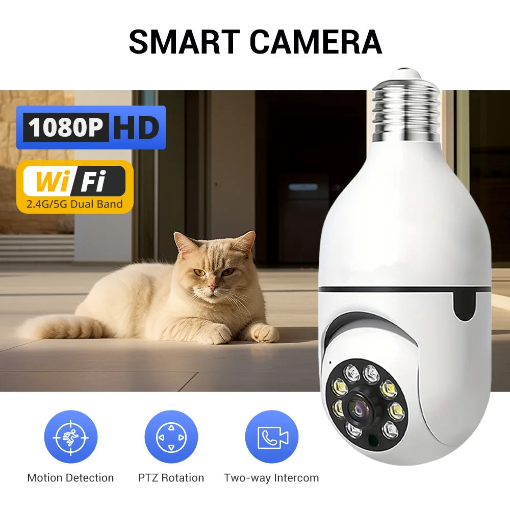 Light Bulb Security Cameras Outdoor Wireless WiFi Camera 5GHz, 360 Degree