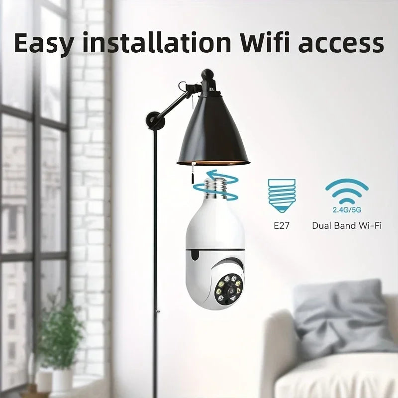 Light Bulb Security Cameras Outdoor Wireless WiFi Camera 5GHz, 360 Degree