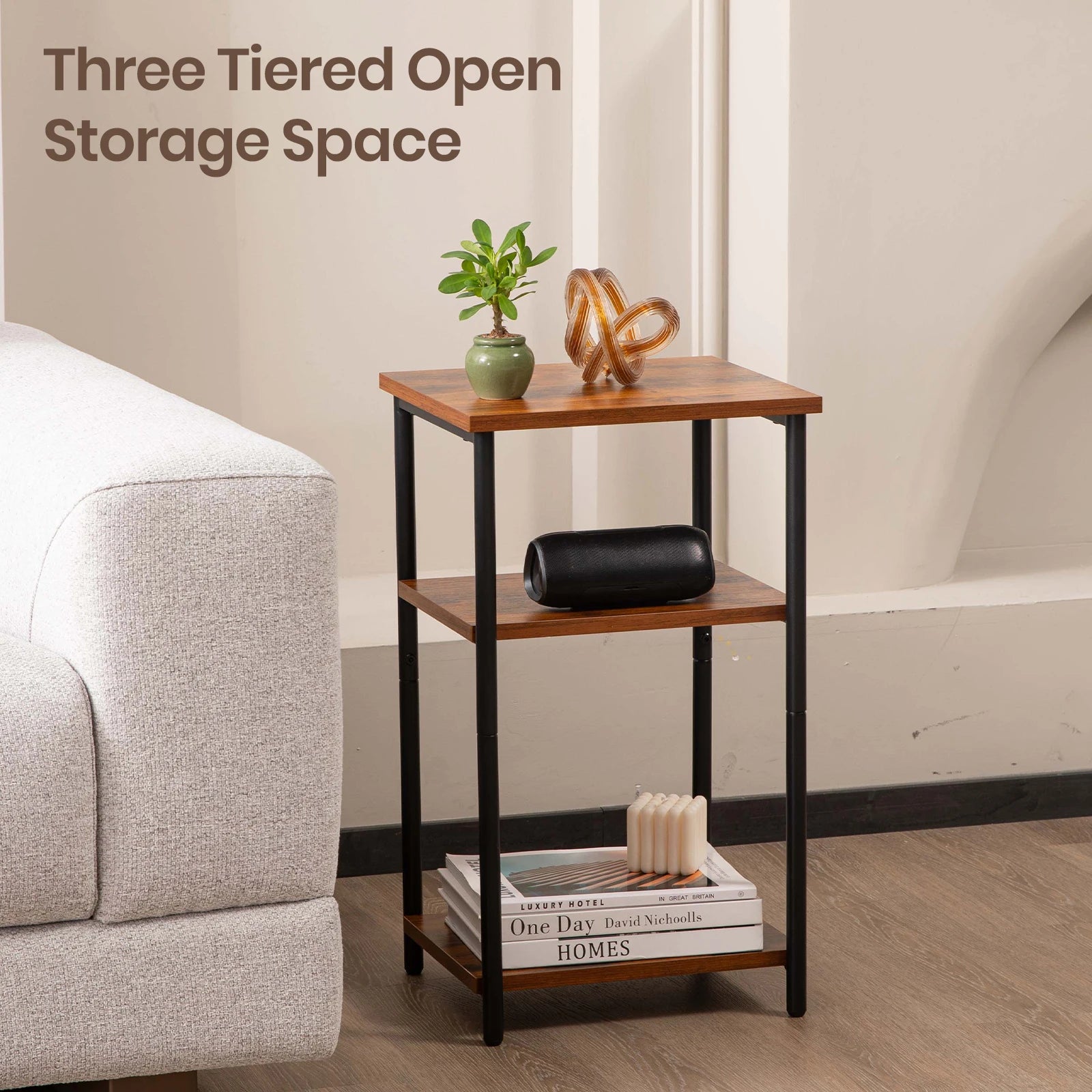 2/3-Tier End Table Side Tables with Adjustable Feet