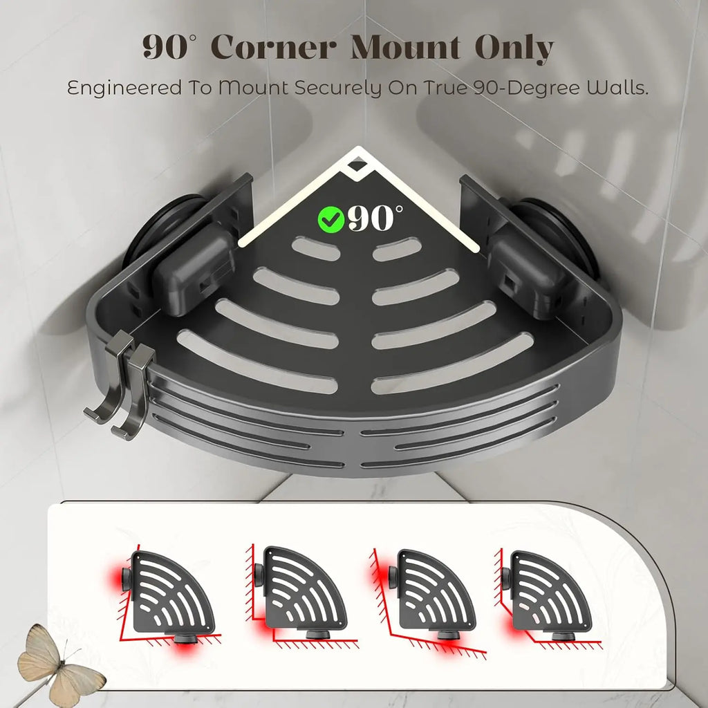 No Drill Suction Corner Basket,Wall Mount Organizer