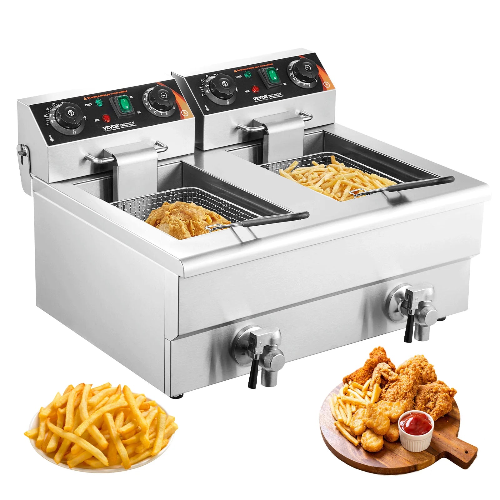 12L Electric Deep Fryer w/Dual Baskets