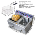 12L Electric Deep Fryer w/Dual Baskets